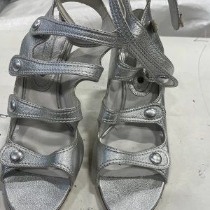 Celine women's silver ankle strappy open toe high heel 393991 size 37